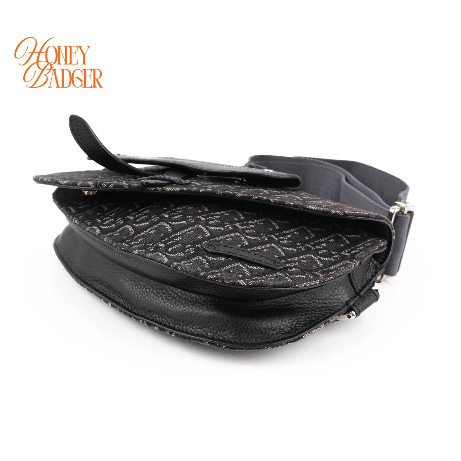 Dior Saddle Slim Pouch Oblique Jacquard Black Navy White 2WAY Bag