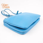 Celine Trio Small Lambskin Shoulder Bag Blue Rank AB