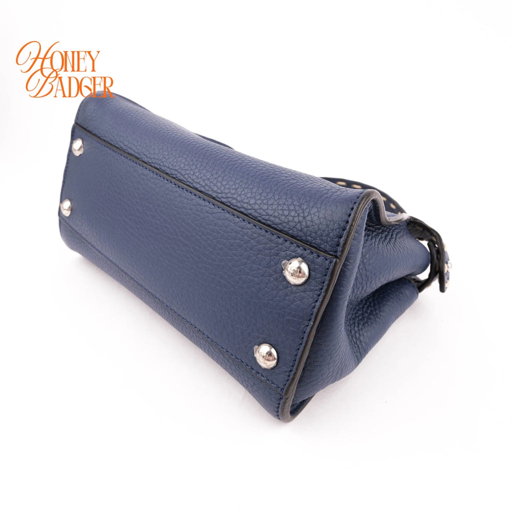 Fendi Peekaboo Mini Selleria Grained Leather Blue Rank A