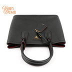 Prada Double Bag Large Saffiano Leather Black/Red Rank AB