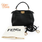 Fendi Peekaboo ISeeU Mini Black Leather 2Way Bag G3507 Rank A