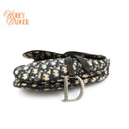 Dior Saddle Medium Oblique Jacquard Blue Silver Hardware Rank A