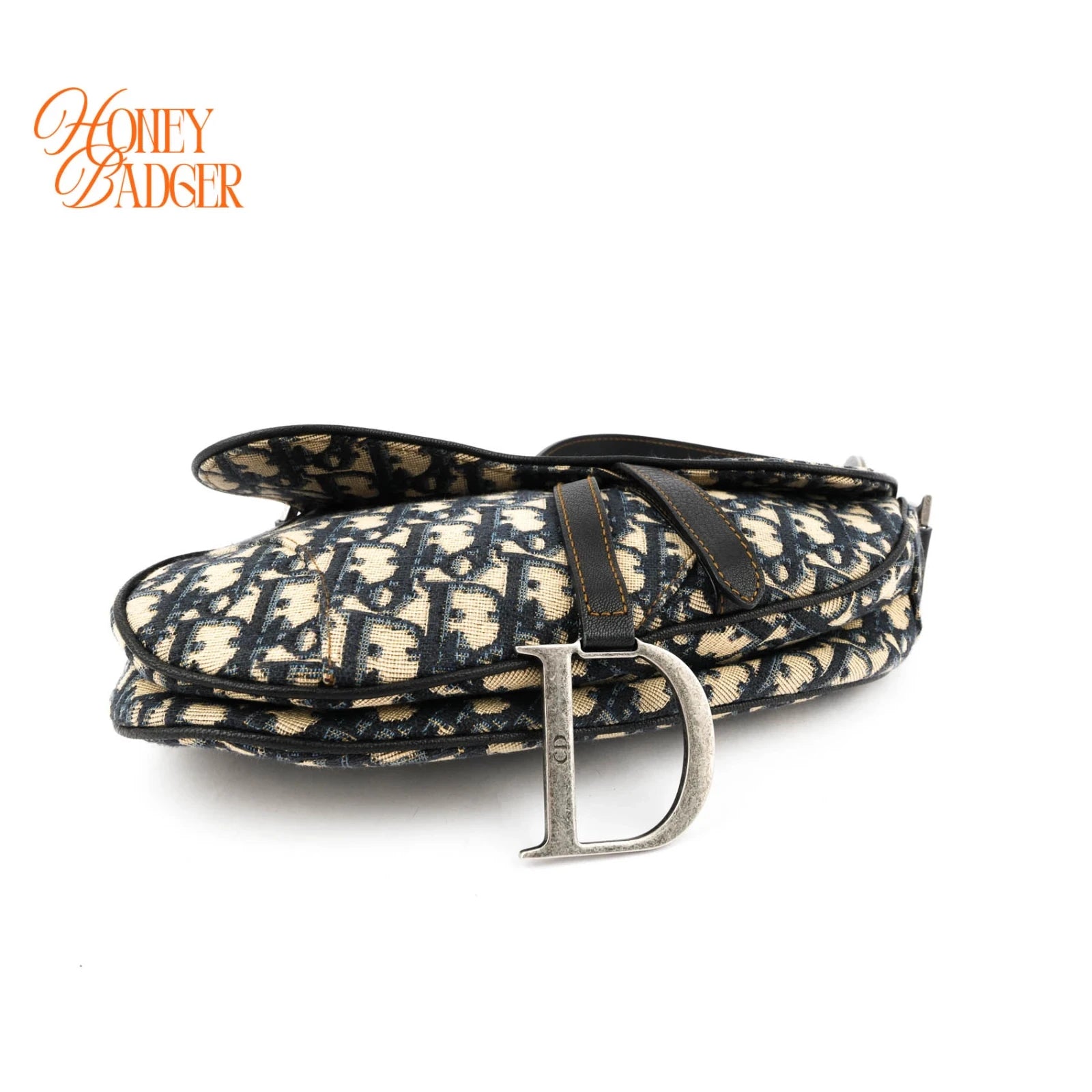 Dior Saddle Medium Oblique Jacquard Blue Silver Hardware Rank A