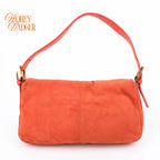 Fendi Baguette Suede Orange Glitter FF Buckle Gold Hardware Rank AB
