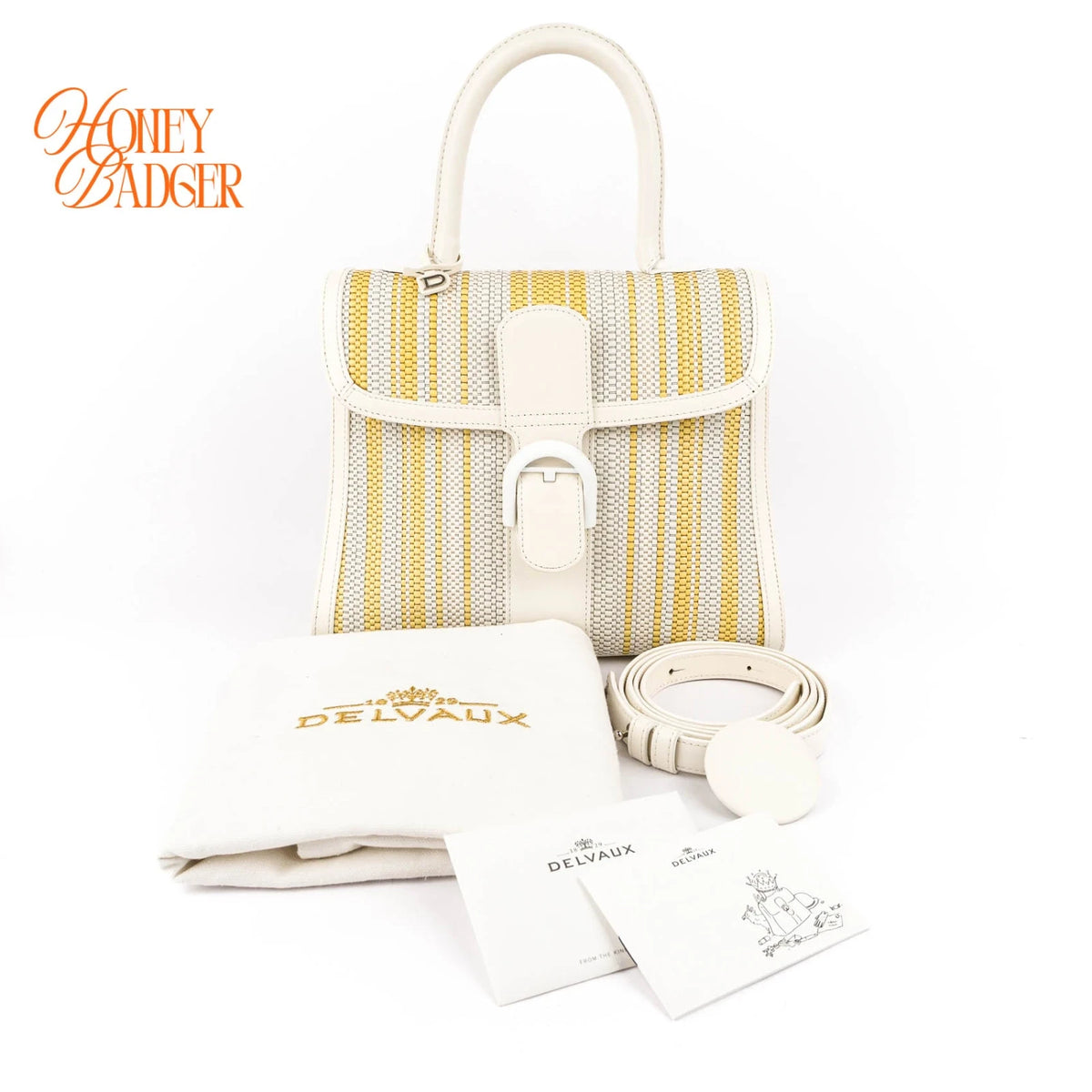 Delvaux Brillant MM Toile de Cuir Rainbow & Calf Souple Ivory Rank A