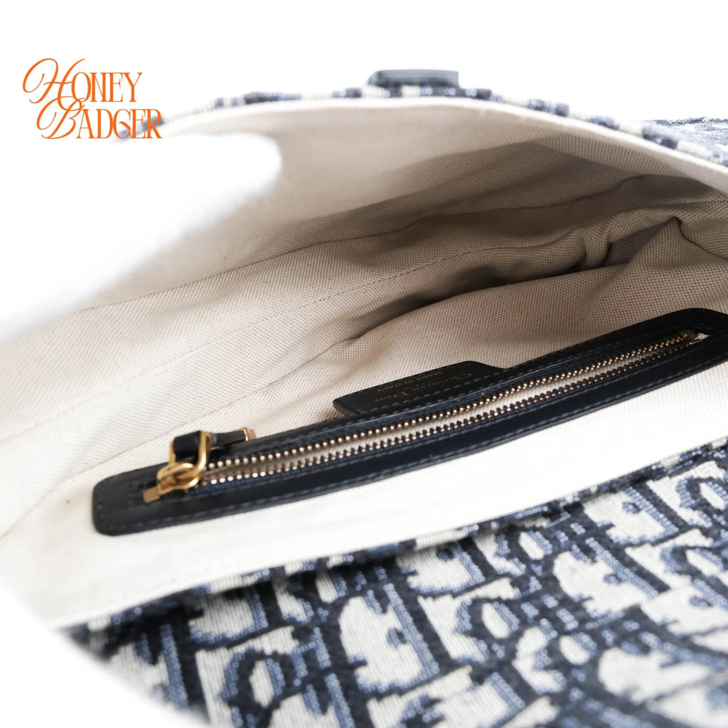 Dior Saddle Bag Oblique Jacquard Blue Rank A