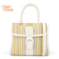 Delvaux Brillant MM Toile de Cuir Rainbow & Calf Souple Ivory Rank A