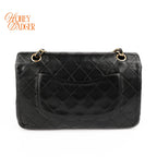 Chanel Classic Double Flap Medium 25 Lambskin Black Gold Hardware Rank AB