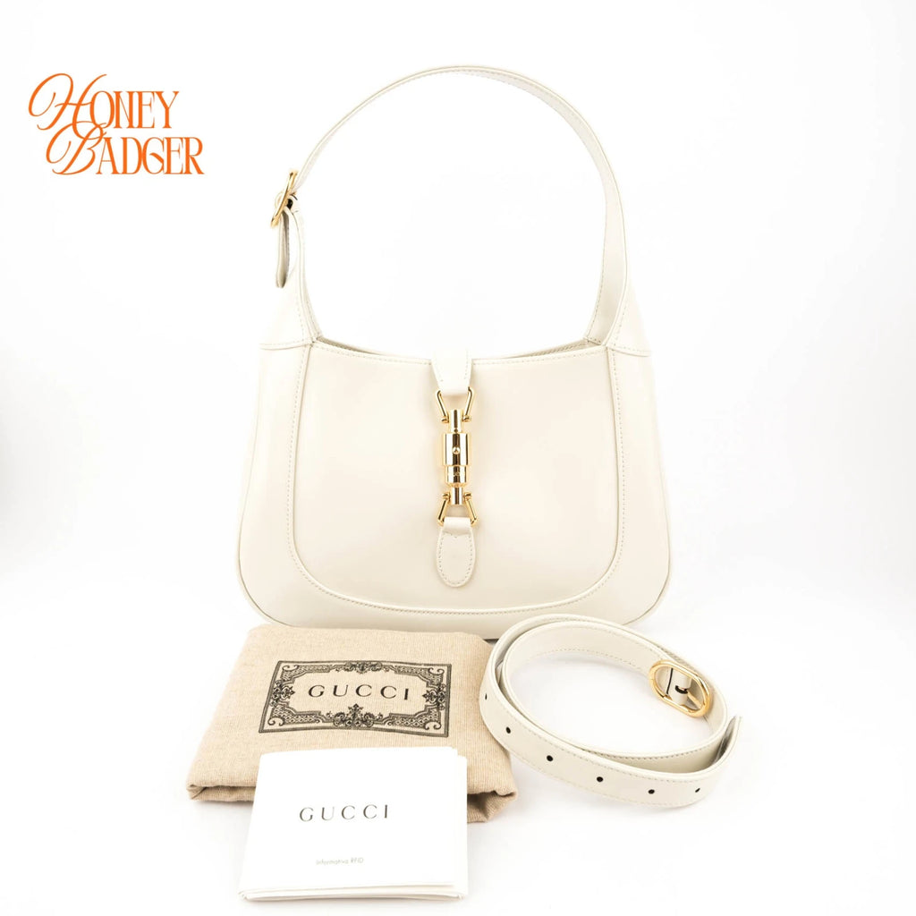 Gucci Jackie 1961 Medium Leather White Gold Hardware Rank S