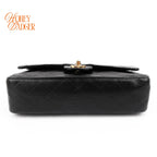 Chanel Classic Double Flap Medium 25 Lambskin Black Gold Hardware Rank AB