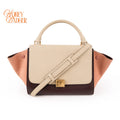 Céline Trapeze Medium Tricolor Leather Beige Burgundy Pink 2WAY Bag