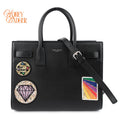 Saint Laurent Baby Sac de Jour Patch Embellished Calf Leather Black Rank A