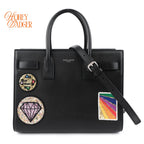 Saint Laurent Baby Sac de Jour Patch Embellished Calf Leather Black Rank A