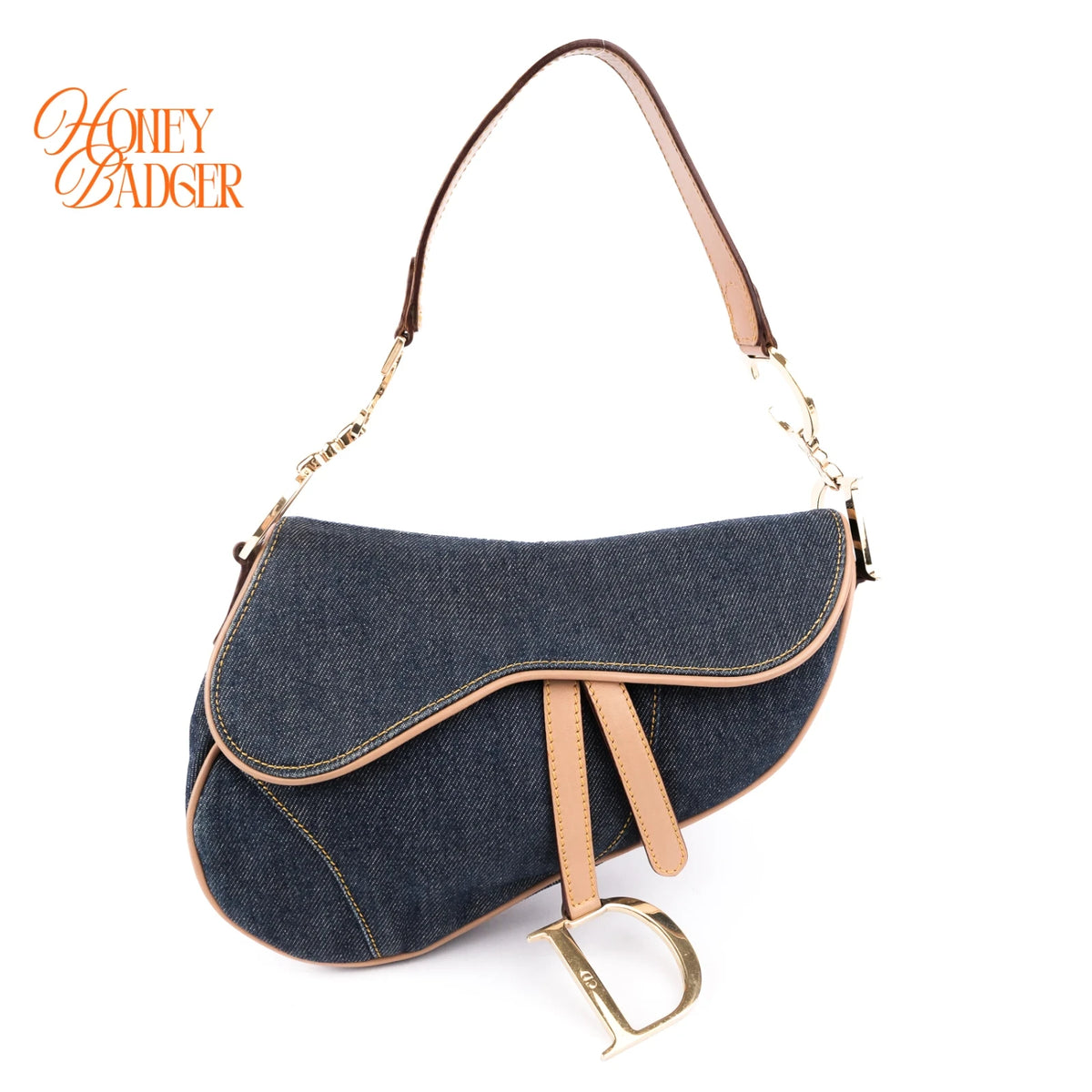 Dior Vintage Saddle Bag Denim/Blue Rank AB