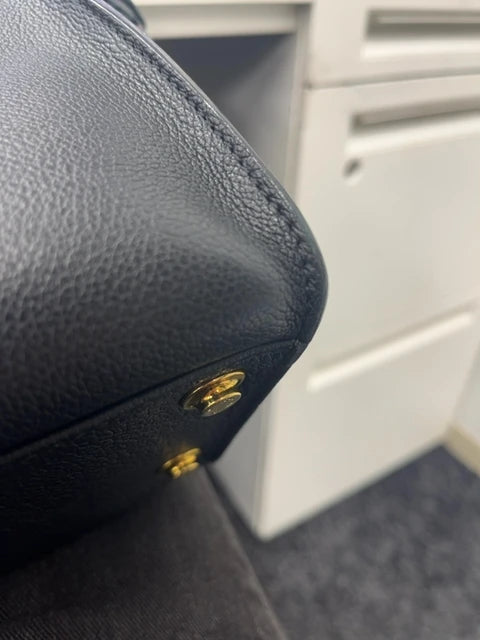 Louis Vuitton On My Side MM Calfskin Black Monogram Tufting Gold Hardware Rank AB