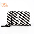 Saint Laurent Kate Small Striped Fabric Black/White Rank A