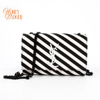 Saint Laurent Kate Small Striped Fabric Black/White Rank A