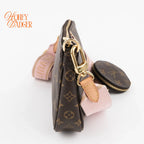 Louis Vuitton Multi Pochette Accessoires in Monogram with pink strap, Grade A condition.