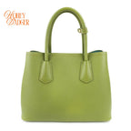 Prada Double Medium Saffiano Leather Green Gold Hardware Rank A