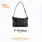 Fendi Baguette Black Multicolor Leather Mini Grade A