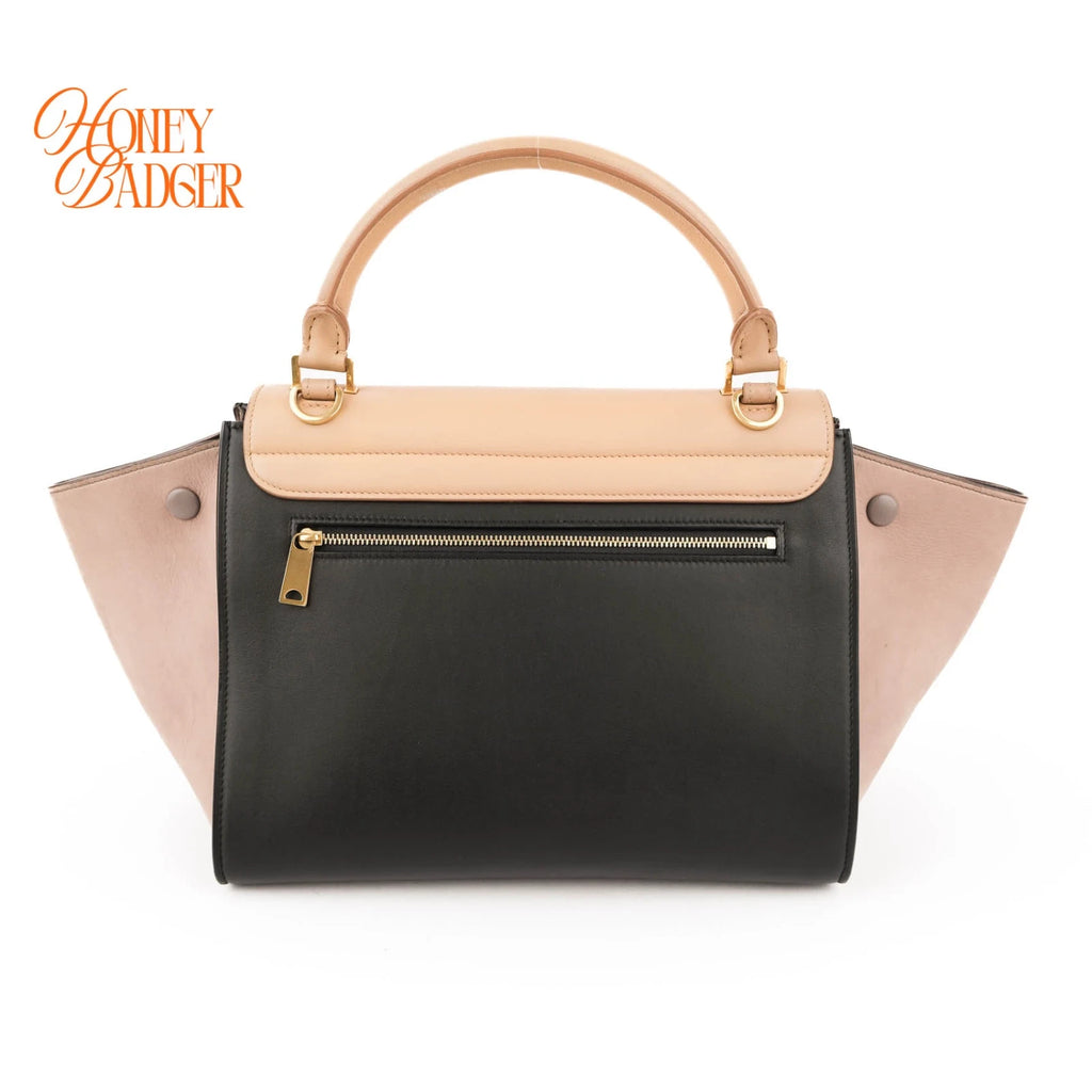 Céline Trapeze Medium Tricolor Leather Beige Black 2WAY Bag