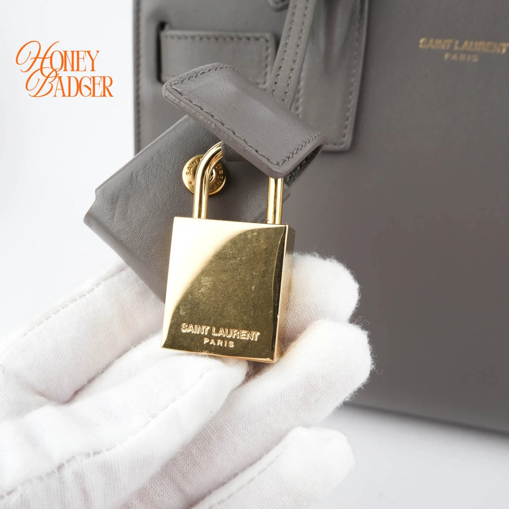 Saint Laurent Sac de Jour Nano Smooth Calfskin Urban Grey Bronze Hardware Rank A
