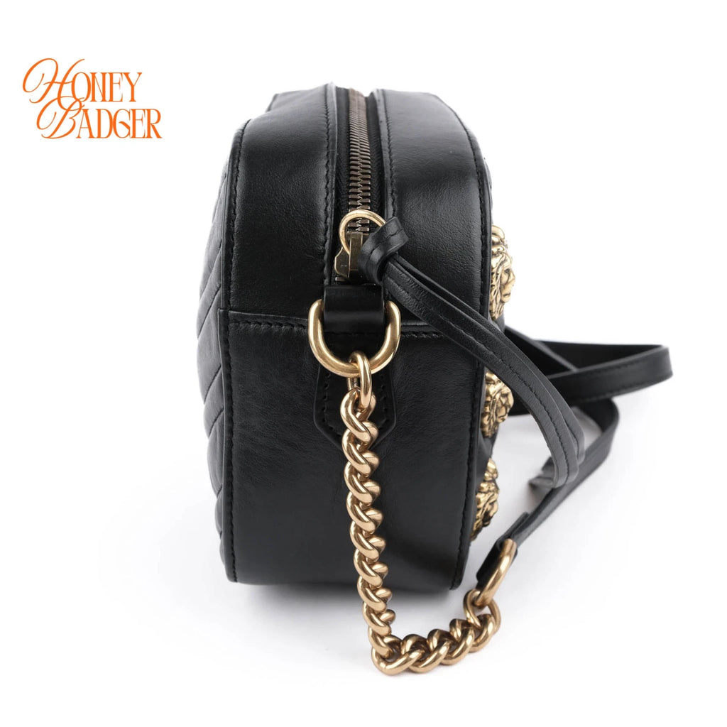 Gucci GG Marmont Small Shoulder Bag Black Leather Gold Hardware 447632