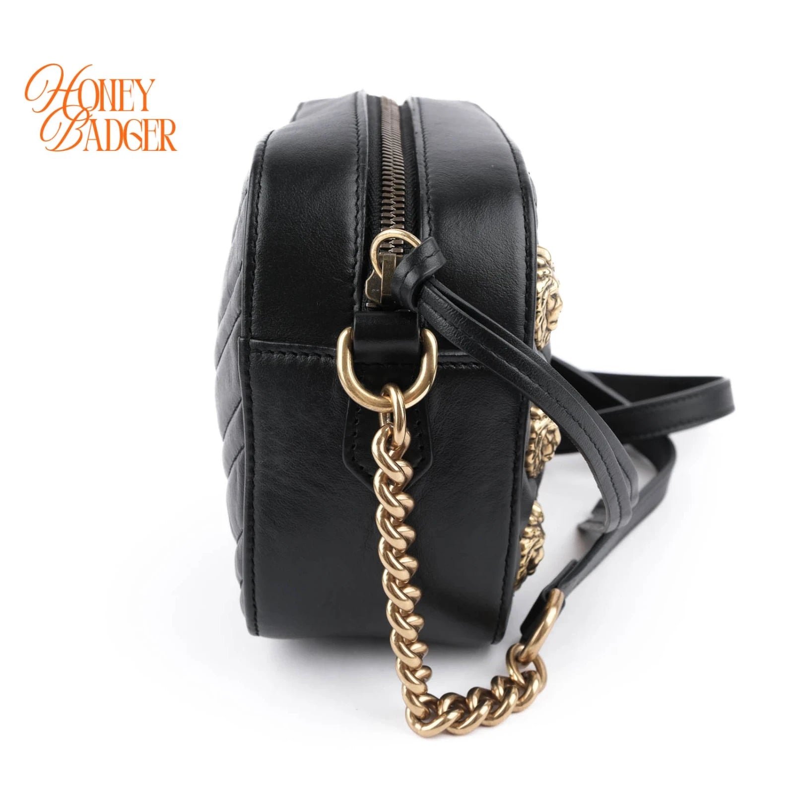Gucci GG Marmont Small Shoulder Bag Black Leather Gold Hardware 447632