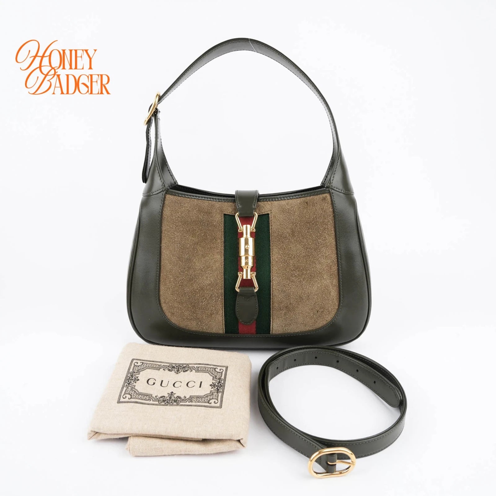Gucci Jackie 1961 Medium in olive suede, Grade S condition