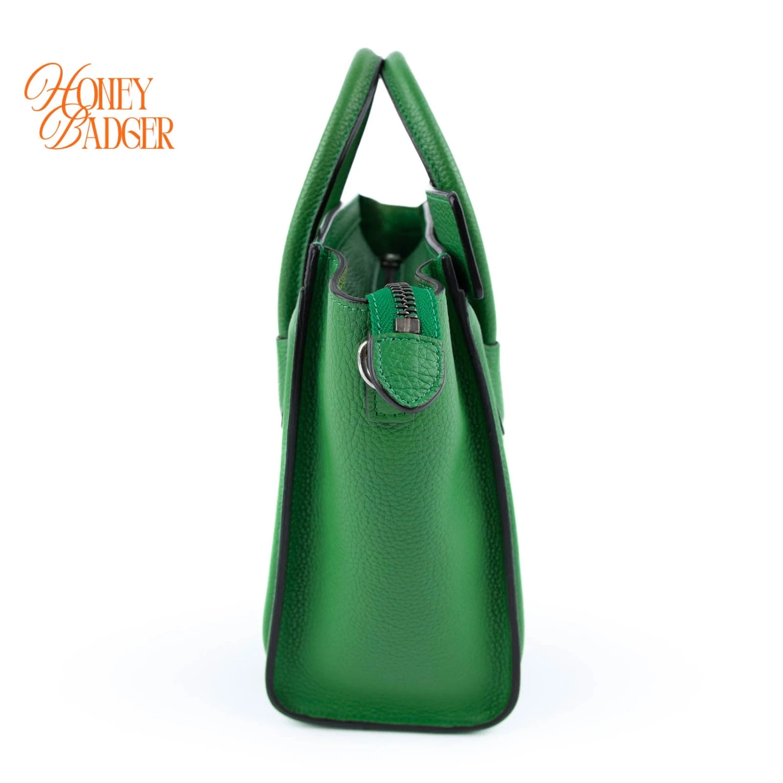 Celine Nano Luggage Bag Drummed Calfskin Green Silver Hardware Rank A