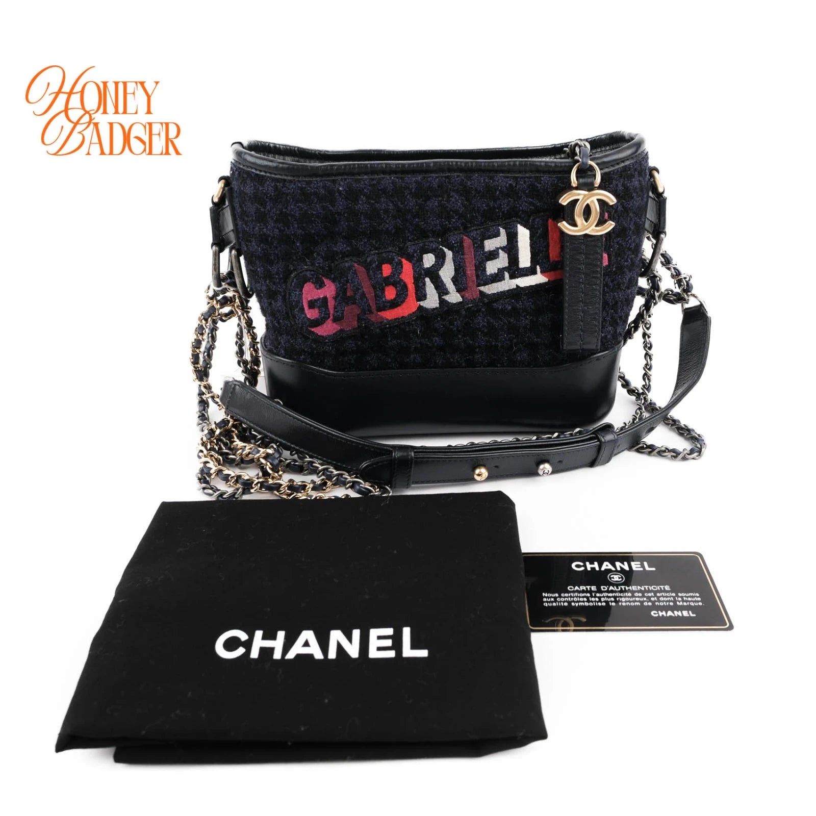 Chanel Gabrielle Hobo Small Navy Tweed Grade A
