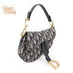 Dior Saddle Small Oblique Jacquard Blue Gold Hardware Rank A