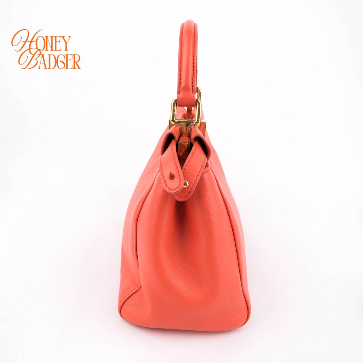 Fendi Peekaboo Mini Smooth Leather Orange Rank A