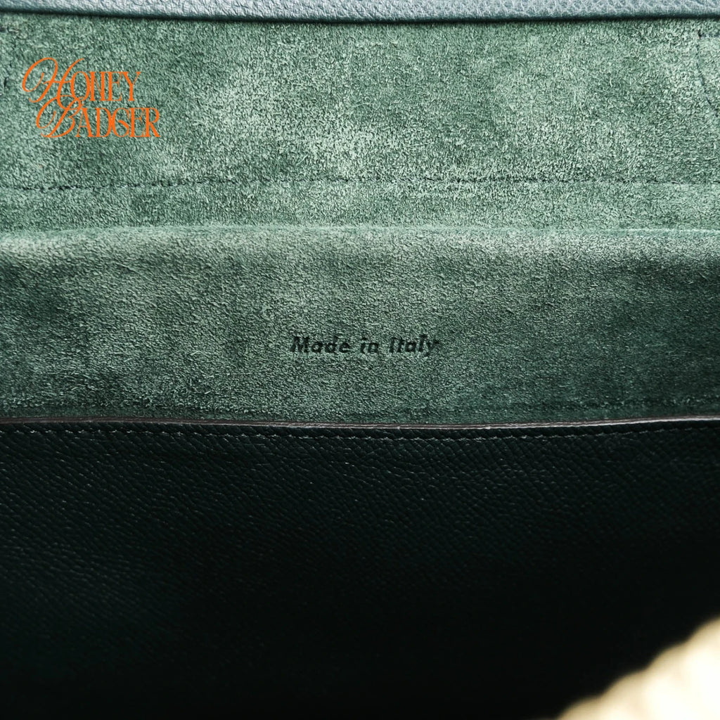 Celine Belt Bag Mini Grained Calfskin Amazone Dark Green Gold Hardware Rank AB