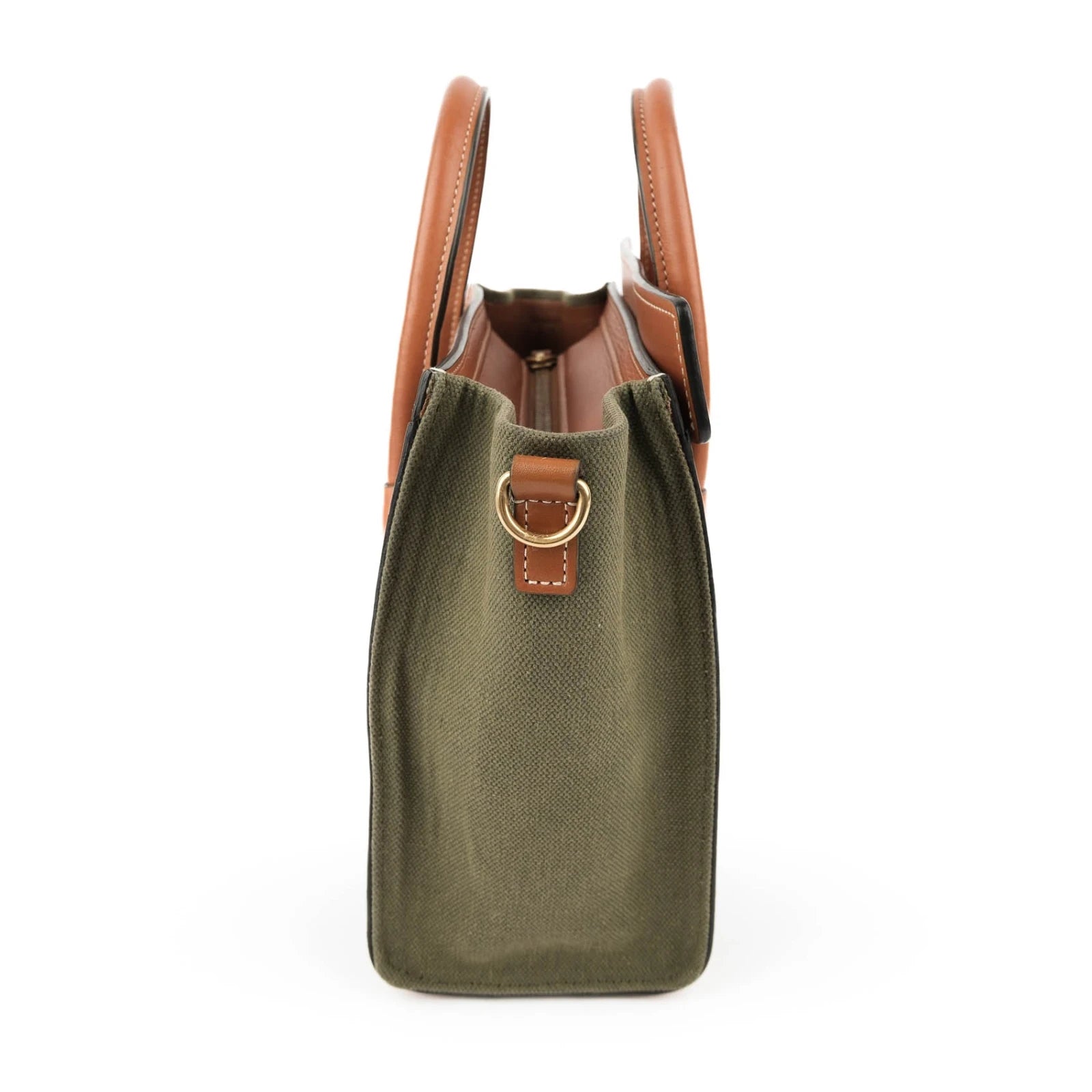 Celine Luggage Nano Canvas and Leather Olive Brown Rank A