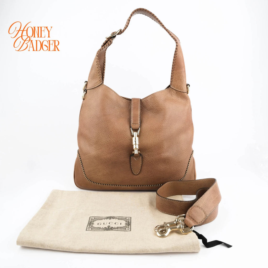 Gucci Jackie Hobo 2-Way Brown Leather Grade A