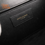 Saint Laurent Kate Small Bicolor Logo Chain Shoulder Bag Black Leather 469390