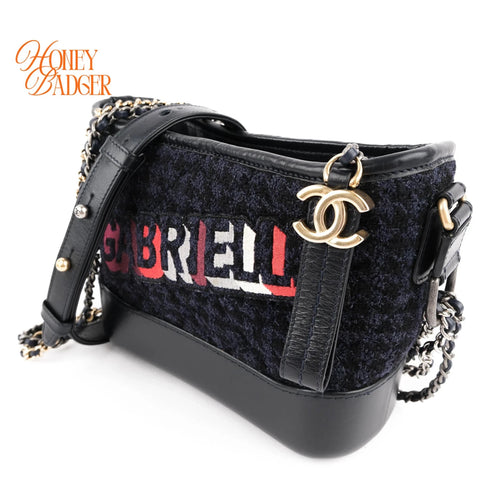 Chanel Gabrielle Hobo Small Navy Tweed Grade A