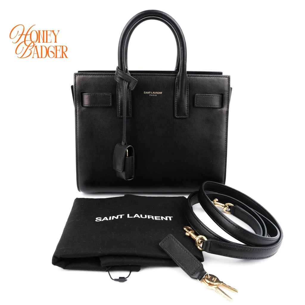Saint Laurent Sac de Jour Nano Smooth Calfskin Black Bronze Hardware Rank A