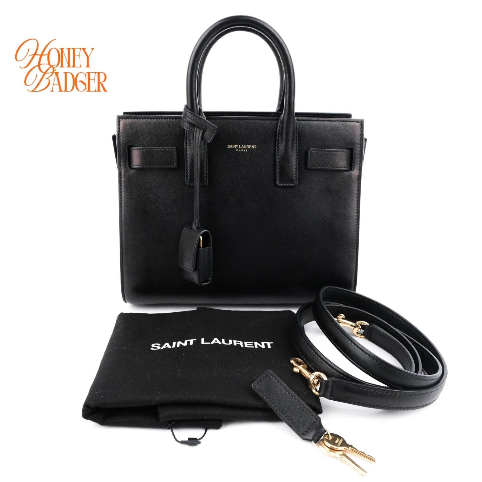 Saint Laurent Sac de Jour Nano Smooth Calfskin Black Bronze Hardware Rank A