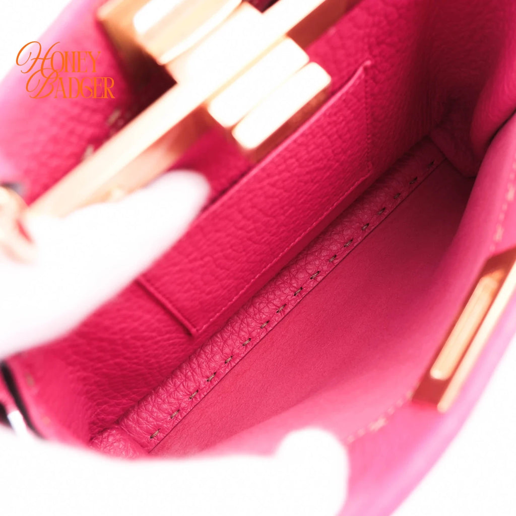 Fendi Peekaboo Mini Selleria Grained Leather Pink Rank A