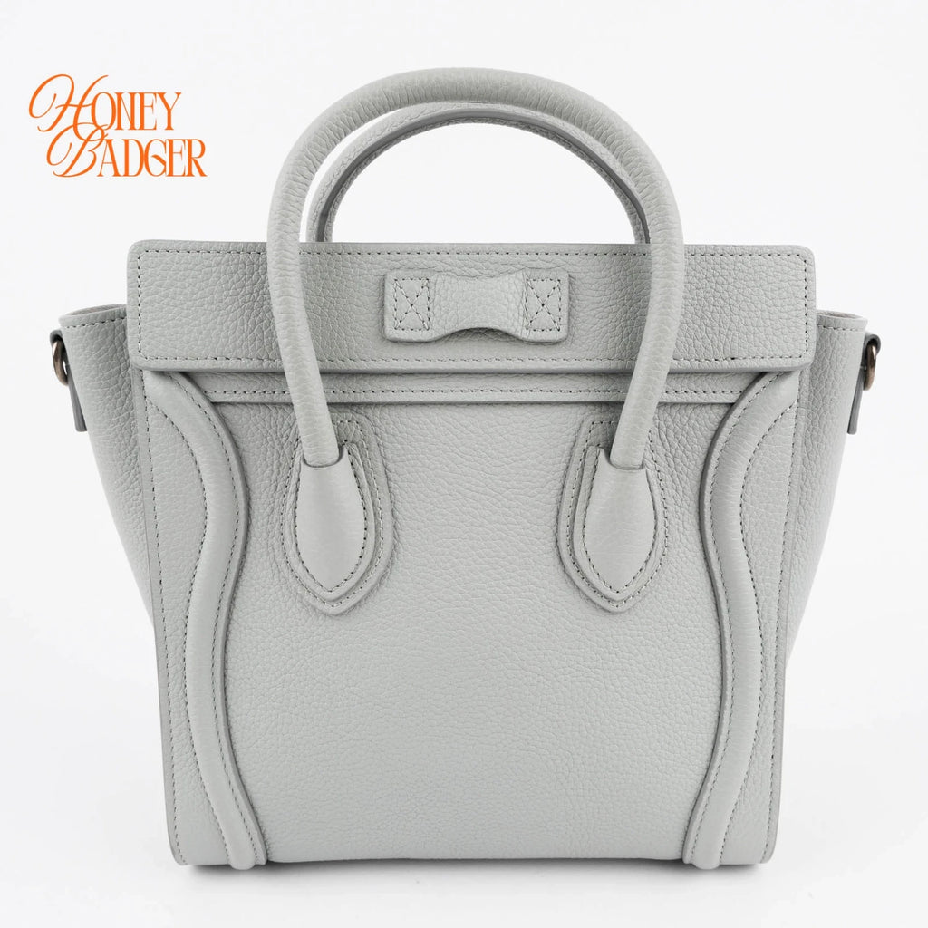 Celine Luggage Nano in gray leather, Grade A condition.