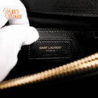 Saint Laurent College Medium Chevron Quilted Leather Black Rank A