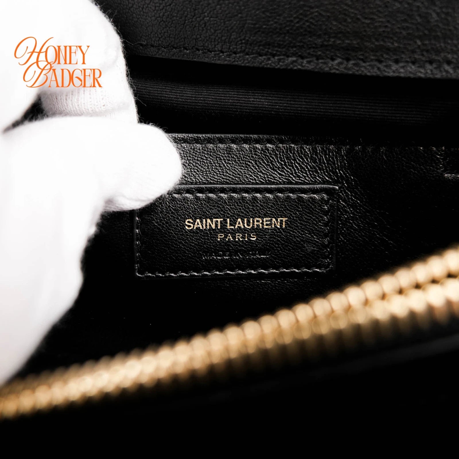 Saint Laurent College Medium Chevron Quilted Leather Black Rank A