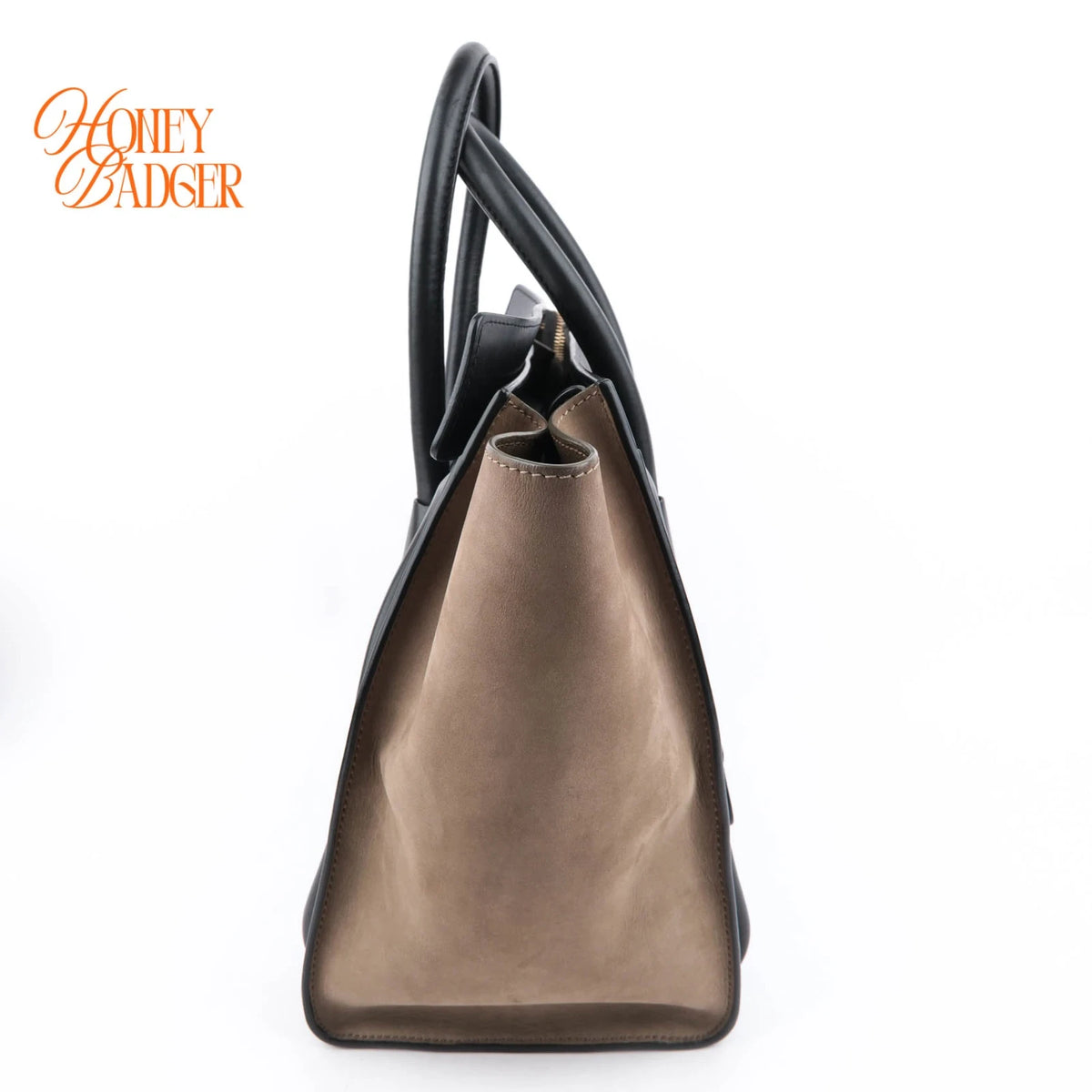 Celine Mini Luggage Tri-Color Nubuck & Calfskin Royal Blue Grey Black Gold Hardware Rank AB