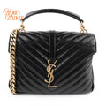 Saint Laurent College Medium Quilted Oil Leather 2WAY Bag Black 428056