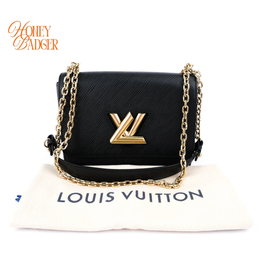 Louis Vuitton Twist MM Noir Epi Leather Chain Shoulder Bag Rank AB