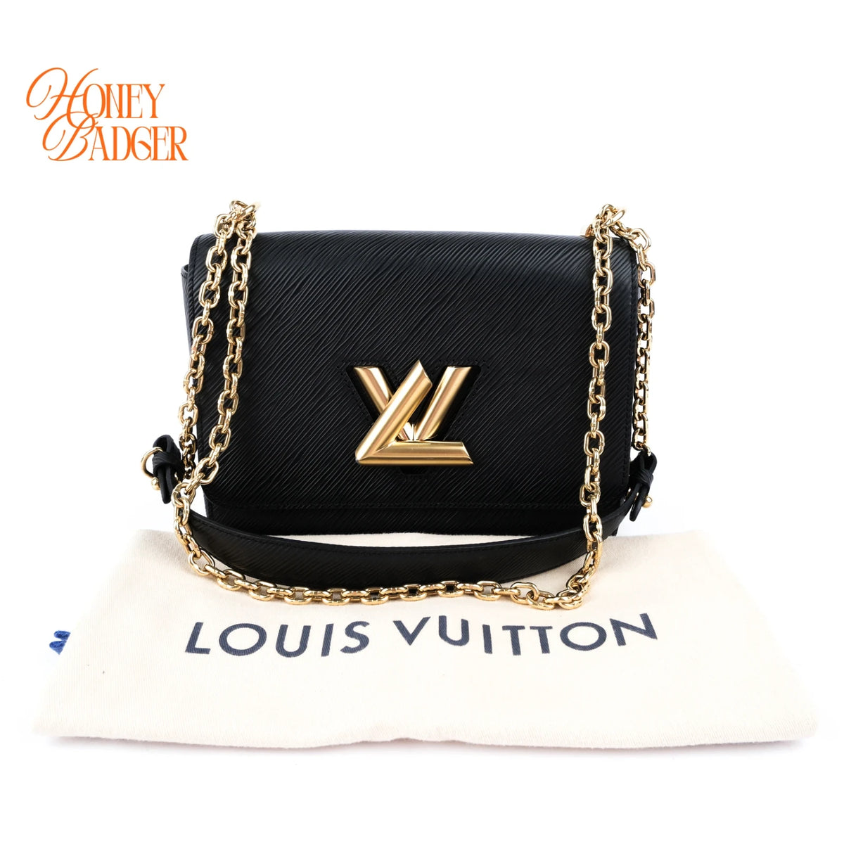 Louis Vuitton Twist MM Noir Epi Leather Chain Shoulder Bag Rank AB