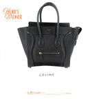 Celine Luggage Micro Smooth Leather Black Gold Hardware Rank A