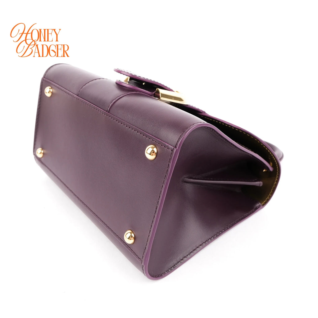 Delvaux Brillant Mini Purple Box Calf Leather 2-Way Bag Rank A